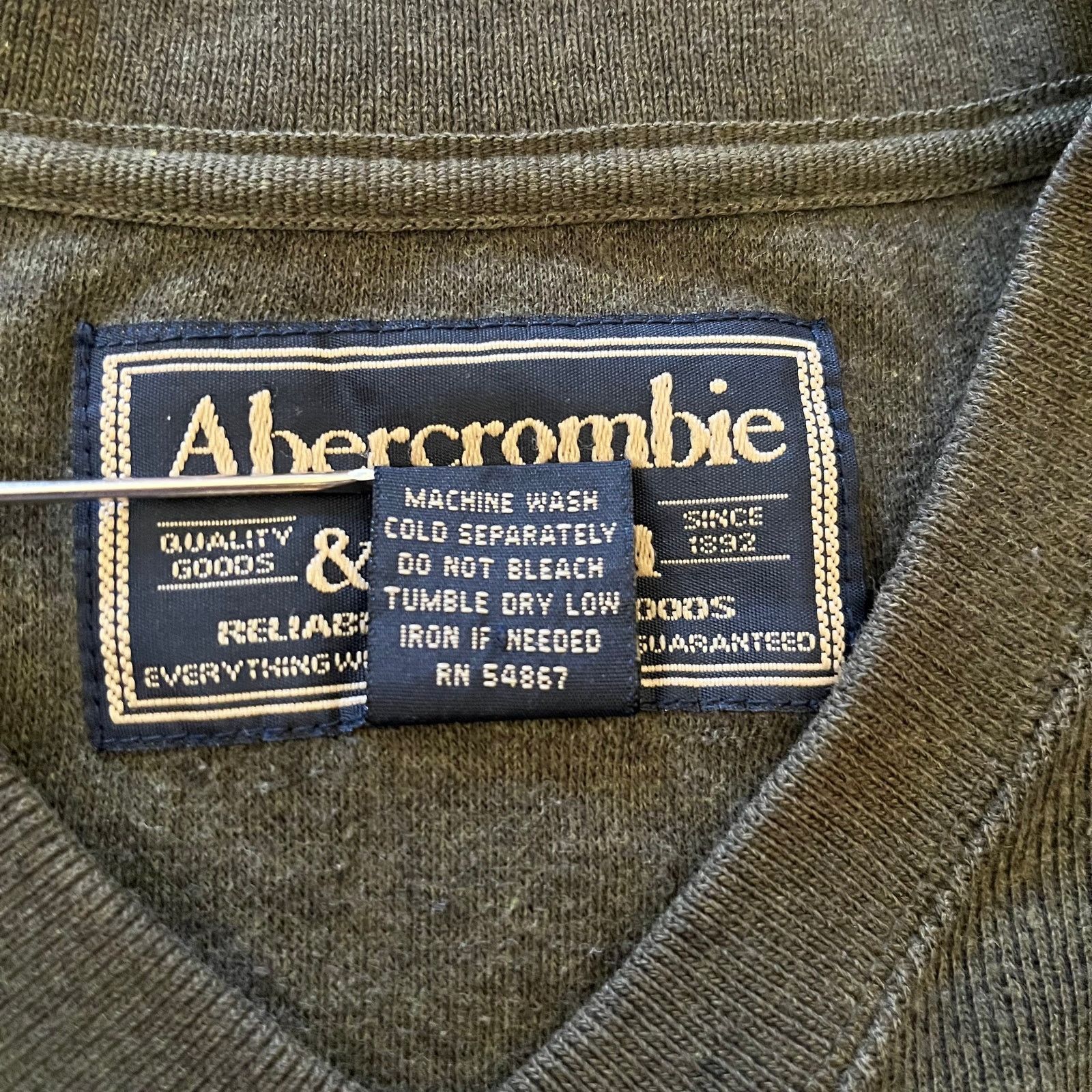 Abercrombie & Fitch × Vintage 1990s Abercrombie & Fitch Vintage Olive Green Cotton Sweater Size US XL / EU 56 / 4 - 4 Thumbnail
