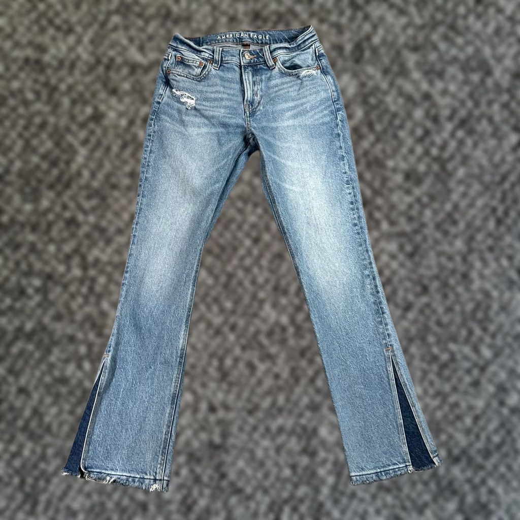 American Eagle Outfitters VINTAGE American Eagle Jeans 90s Low-Rise Skinny Kick Bootcut 2 Women Blue Denim Slim Size 26" / US 2 / IT 38 - 1 Thumbnail
