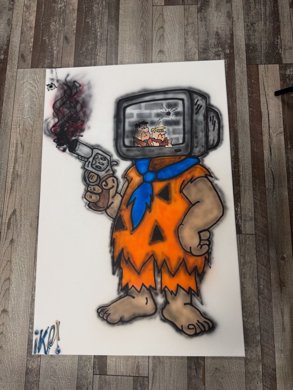 Supreme Fred flint stone art piece i airbrushed Size 30 - 3 Thumbnail