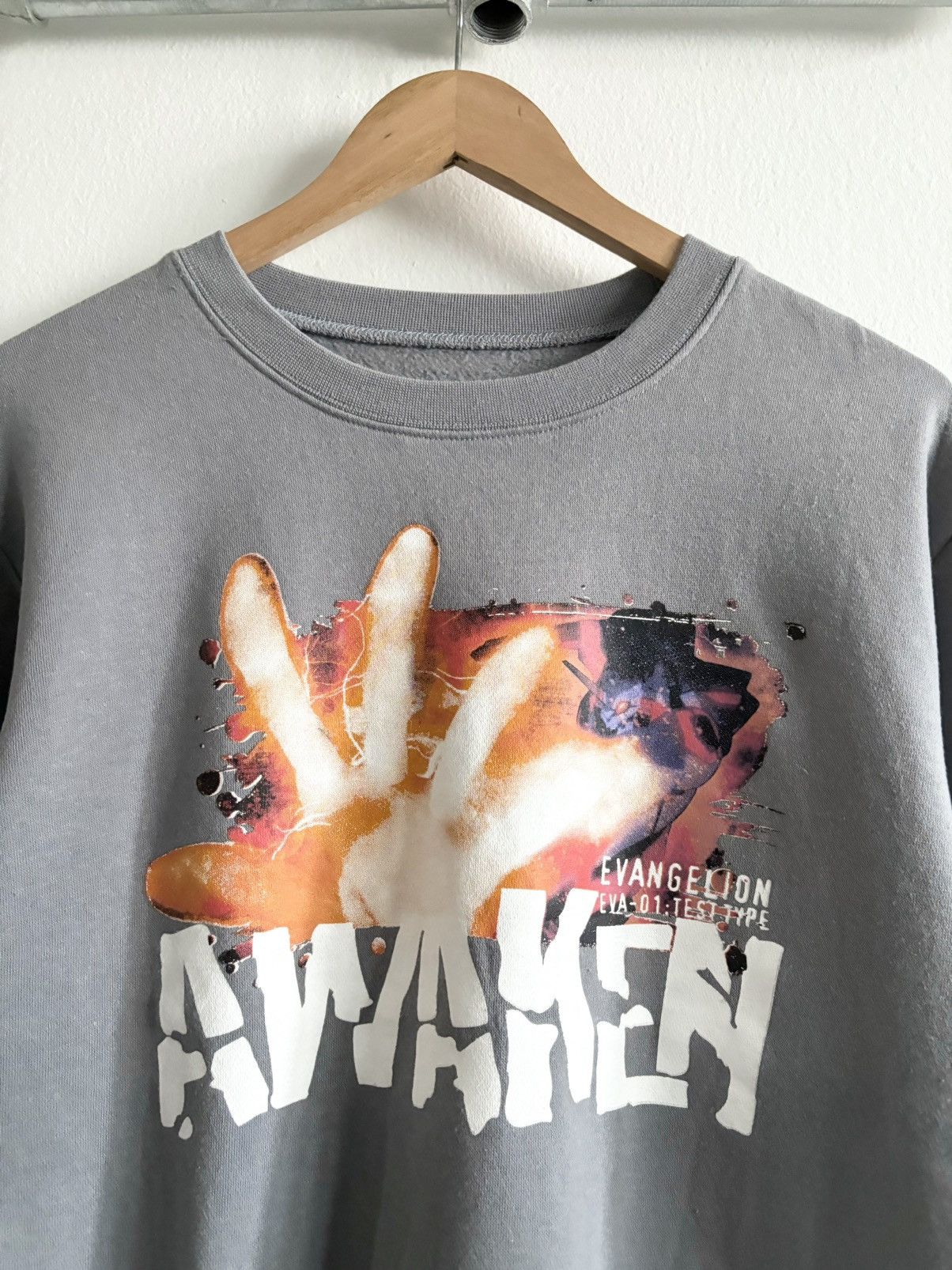 Anime Vintage Evangelion Sweatshirt Blue Stone Cropped Size US M / EU 48-50 / 2 - 2 Thumbnail