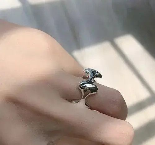 Other DNA Y2K Ring Molecule Germ Silver Modern Art Psychedelic Size ONE SIZE - 3 Thumbnail