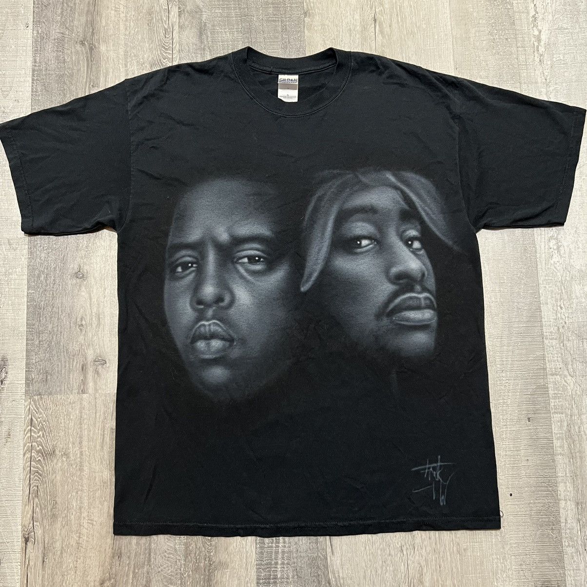VTG Tupac Shakur Biggie Smalls Black Y2K Hip Hop Rap Tee