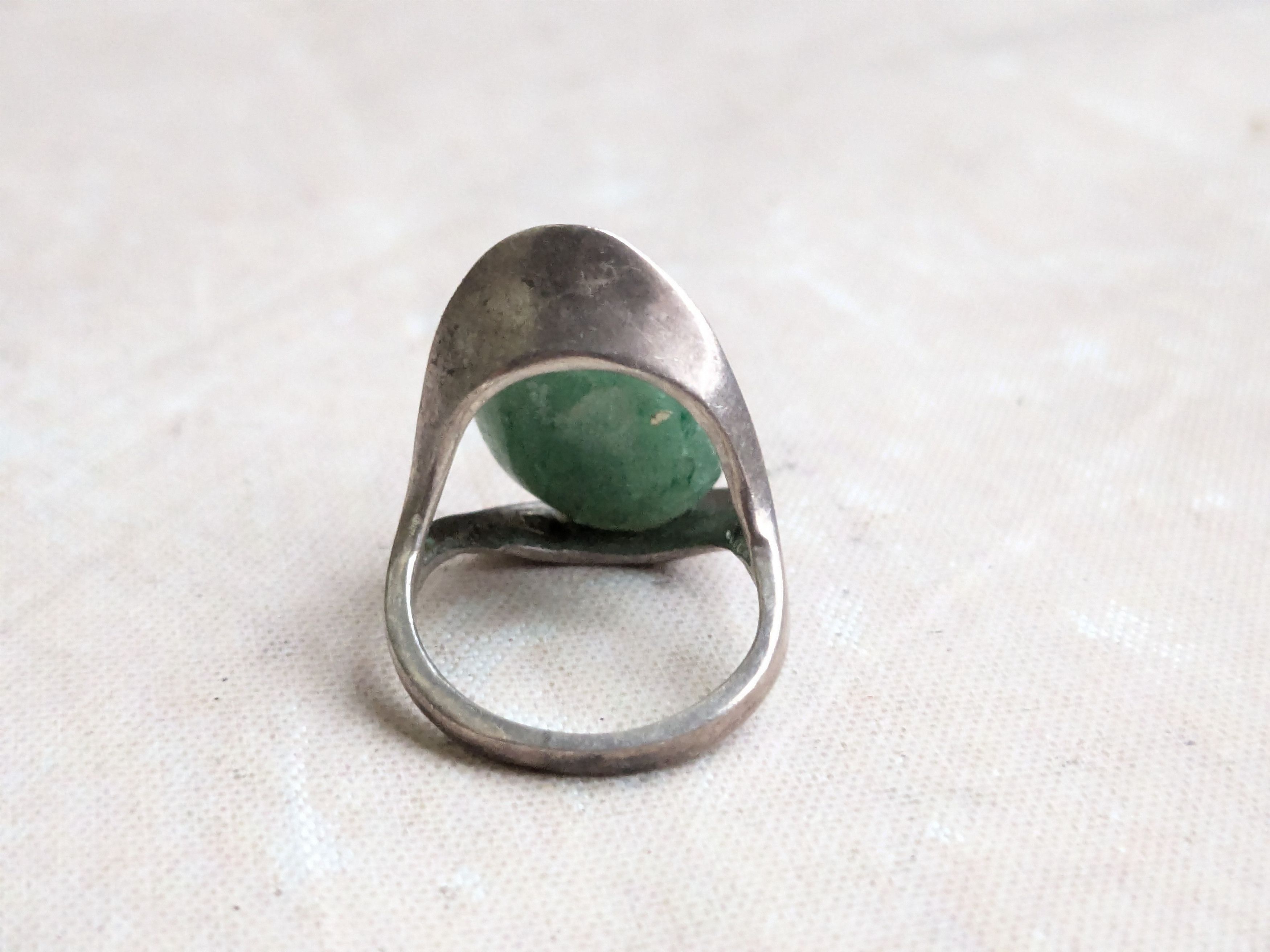 Sterling Silver Vintage Sterling Silver Ring Green Aventurine 5.75 Taxco Size ONE SIZE - 8 Thumbnail