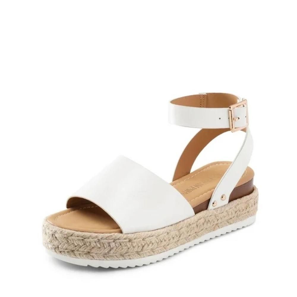 Designer BNWT White Platform Society Sandals with Ankle Strap Size US 6 / IT 36 - 2 Thumbnail