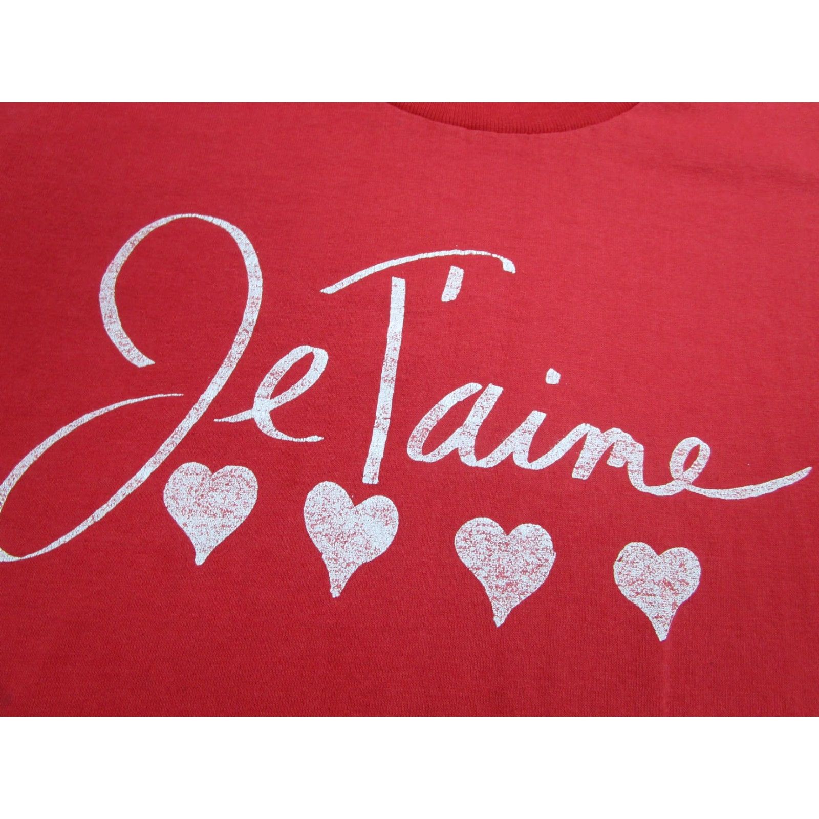 Jerzees Vintage Jerzees HEF-T Shirt Mens XL Red Je T'aime Hearts Graphic 80s USA Love Size US XL / EU 56 / 4 - 3 Thumbnail