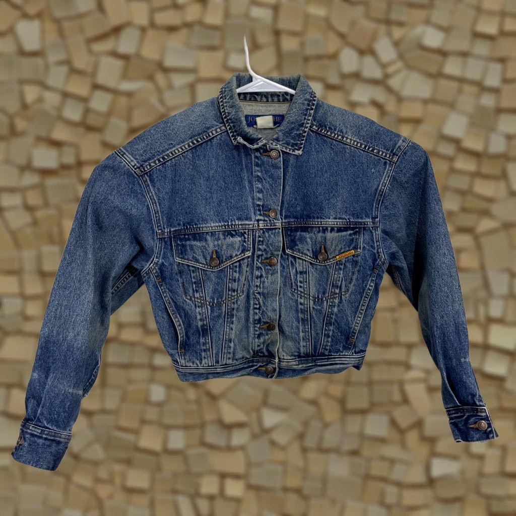 Jordache VINTAGE Jordache Blue Jean Denim Jacket Basic Cropped Women's M Distressed Size 32" / US 10 / IT 46 - 1 Thumbnail