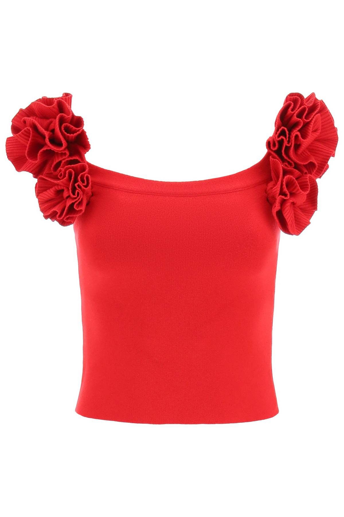 image of Magda Butrym Fitted Top With Roses in Red, Women's (Size Medium)