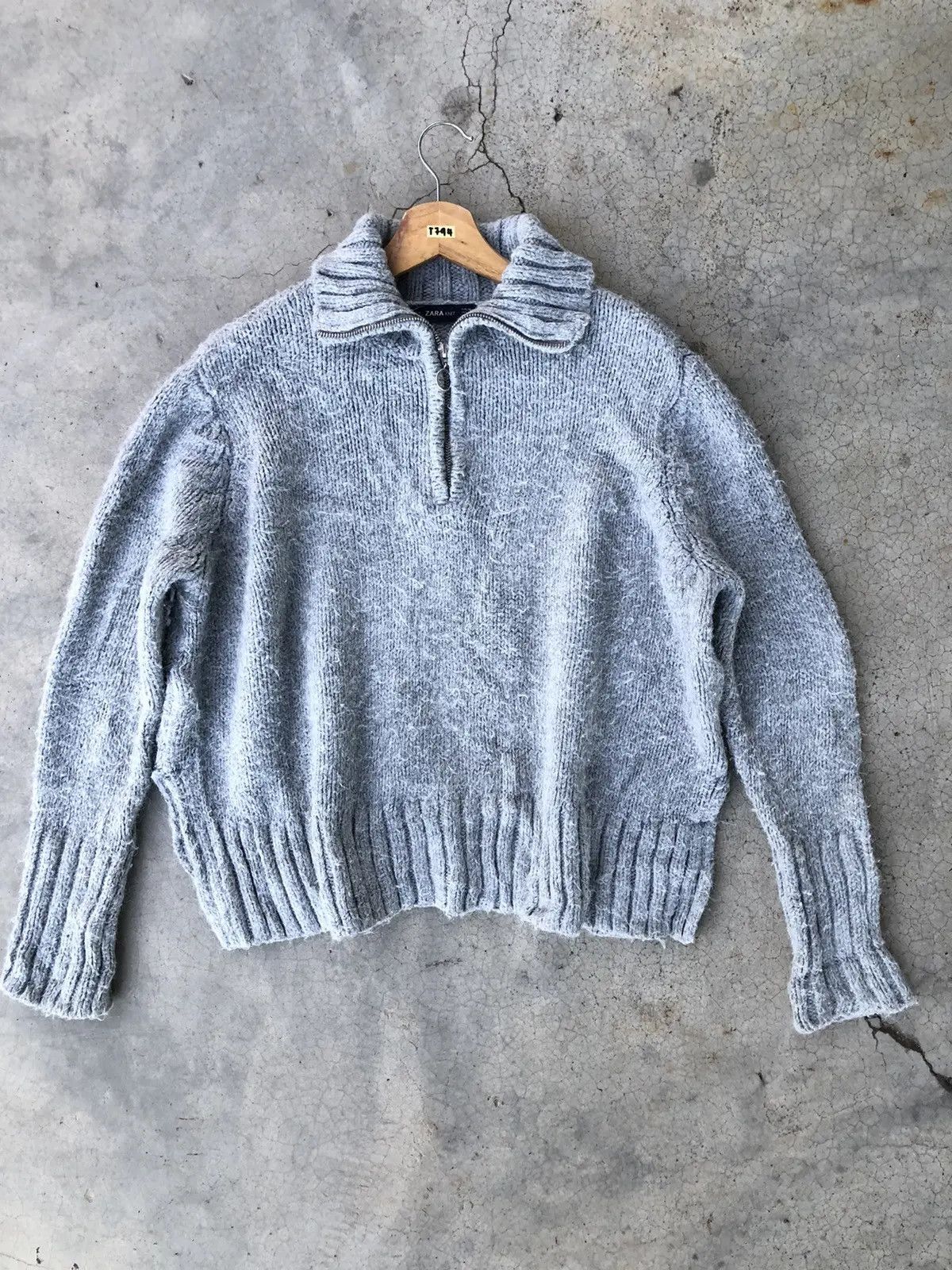 Aran Isles Knitwear × Designer ZARA Half Zip Jumper Grey Sweater Fleece Size US XL / EU 56 / 4 - 1 Thumbnail