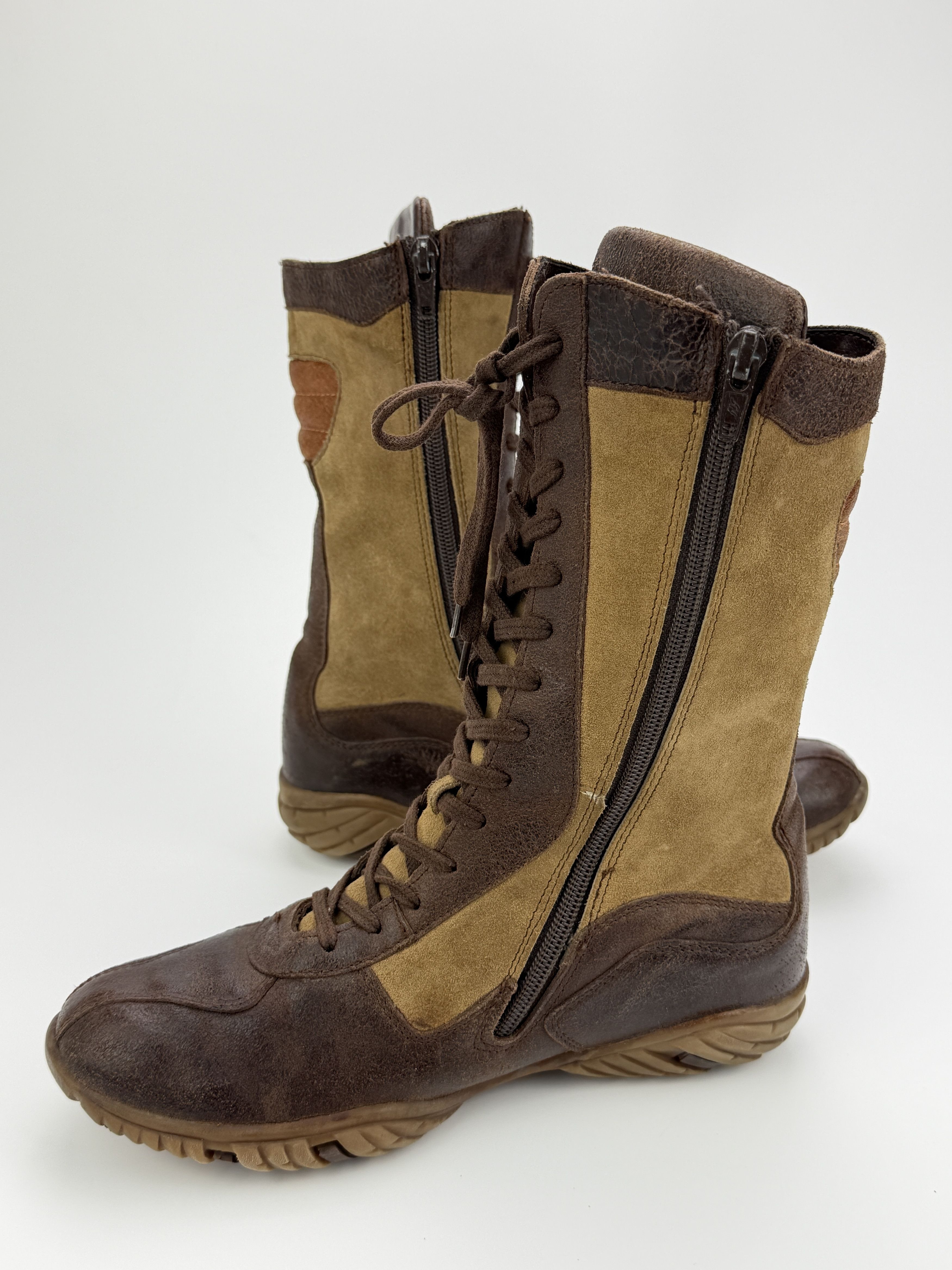 Vintage Vintage Y2K Lace Up Brown Leather Boots Avant Garde Size US 6 / IT 36 - 7 Thumbnail
