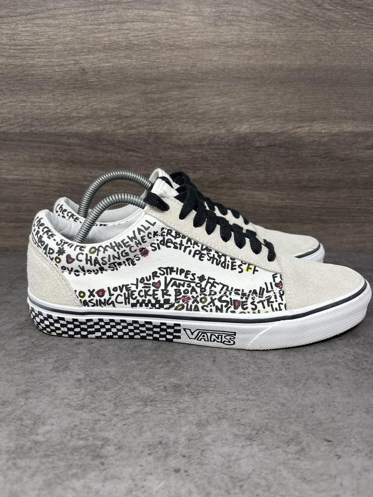 Vans Vans Old Skool Shoes Mens Size 7.5 DIY White Black Writing Size US 7.5 / EU 40-41 - 5 Thumbnail