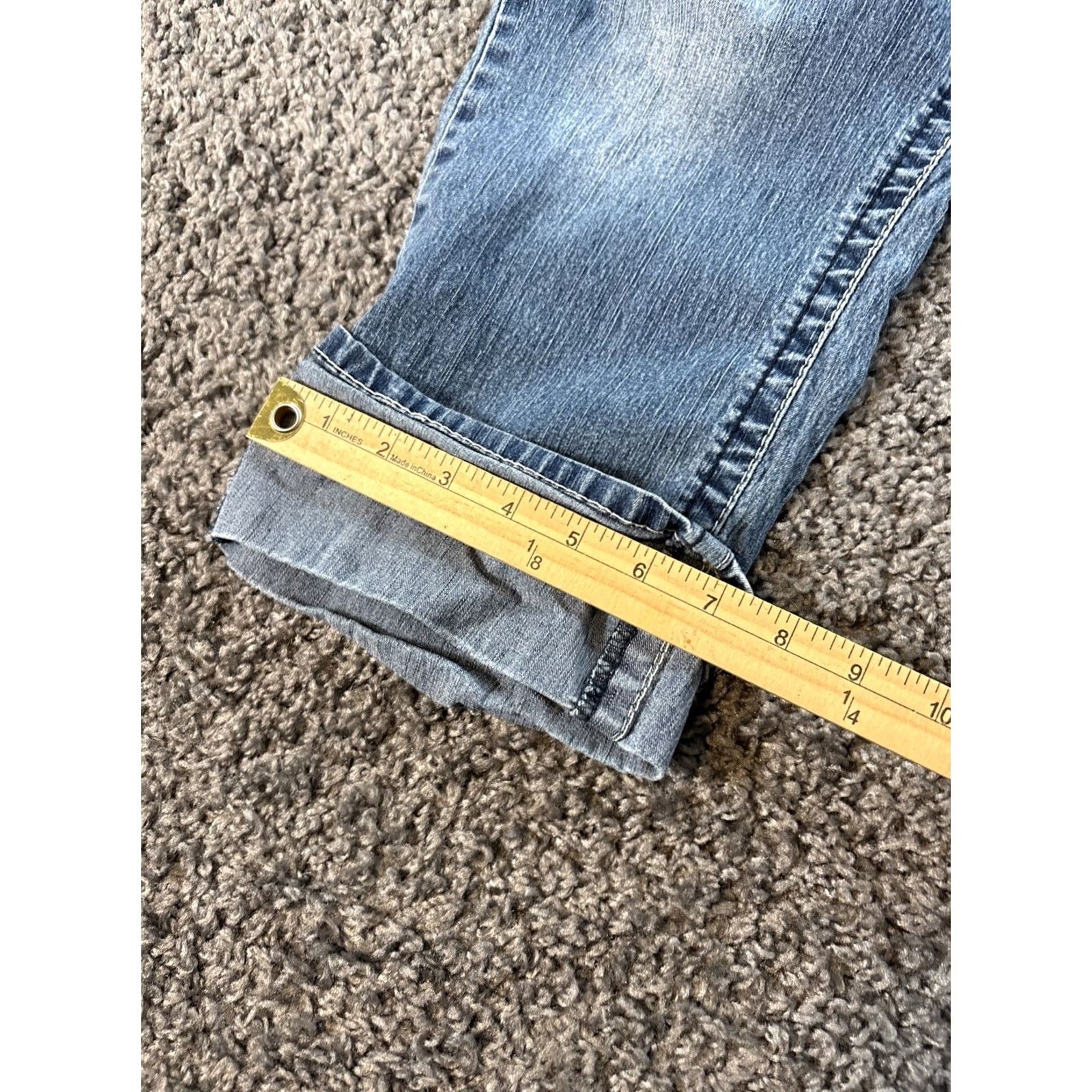 Vintage ANGELS Capri Jeans Blue Denim Low Rise 14 Juniors Cuffed Pockets Size 36" / US 14 / IT 50 - 3 Thumbnail