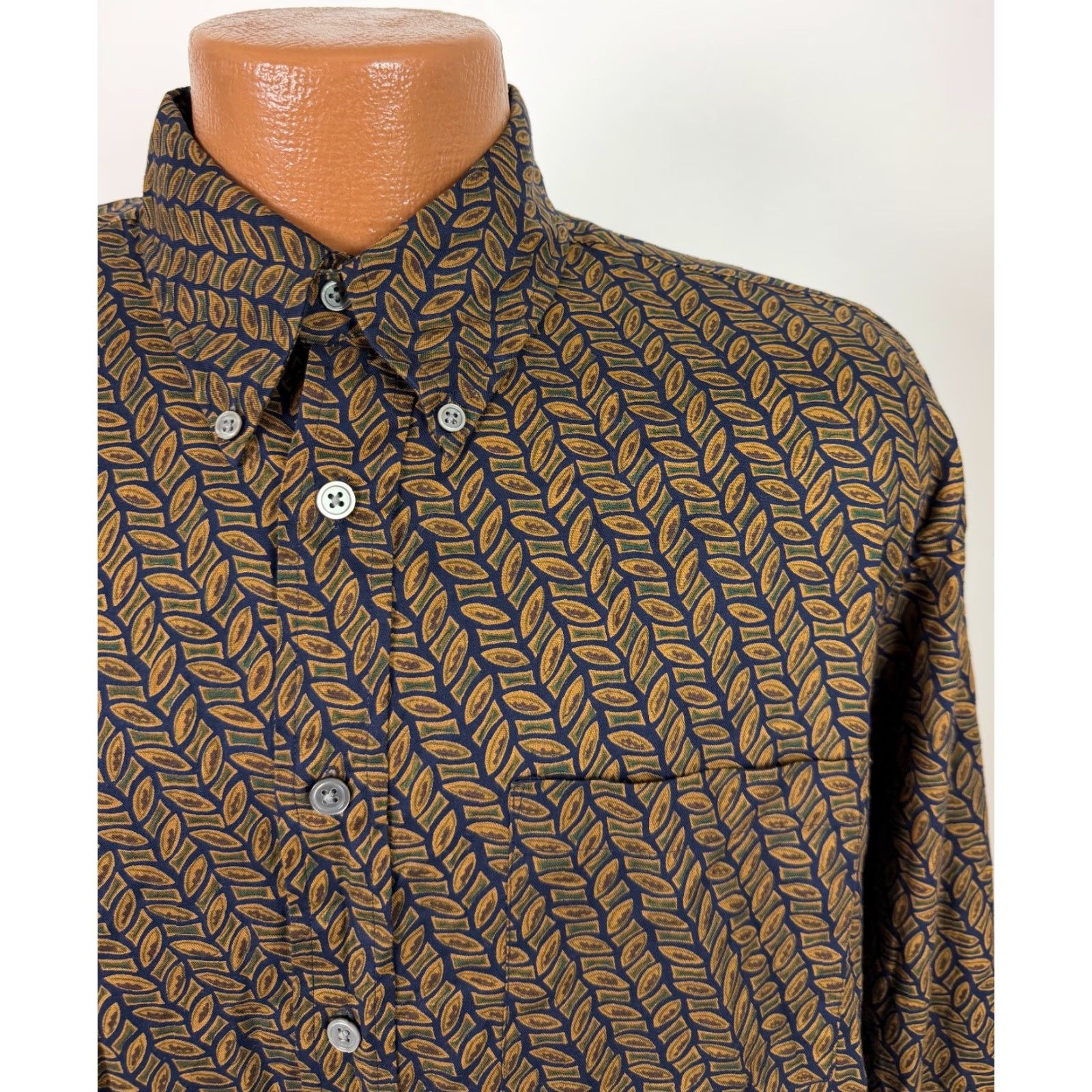 Vintage VINTAGE Time Pieces Shirt Men M Blue Geometric 90s Button-Up Cotton Size US M / EU 48-50 / 2 - 3 Thumbnail