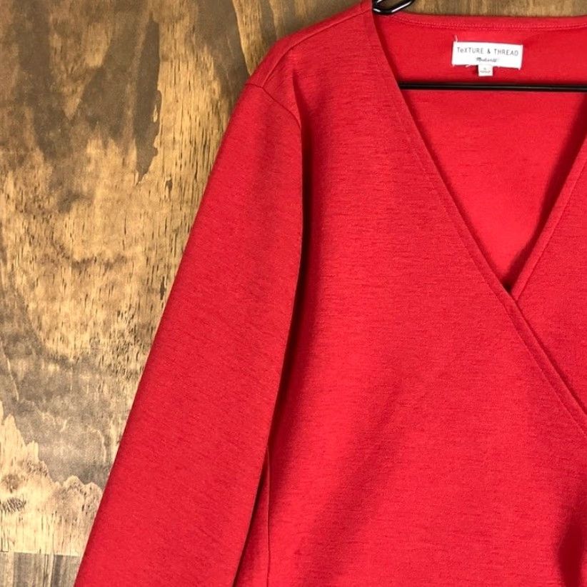 Madewell Madewell Blouse Women's Red Wrap V-Neck Long Sleeve Stretch Large Size L / US 10 / IT 46 - 4 Thumbnail