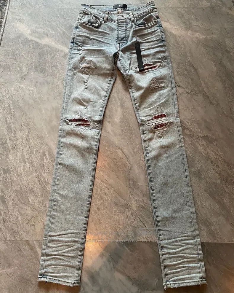 Amiri Size 29 Washed orange cashew flower patchwork MX1 jea