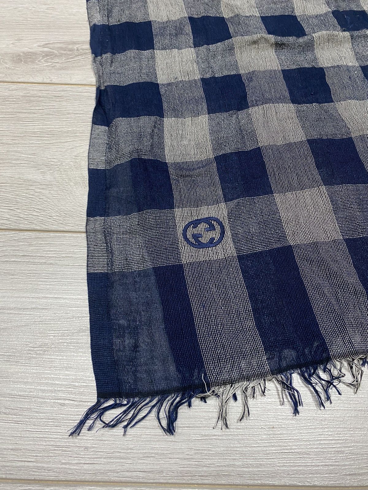 Vintage Gucci GG vintage plaid silk wool scarf Size ONE SIZE - 6 Thumbnail