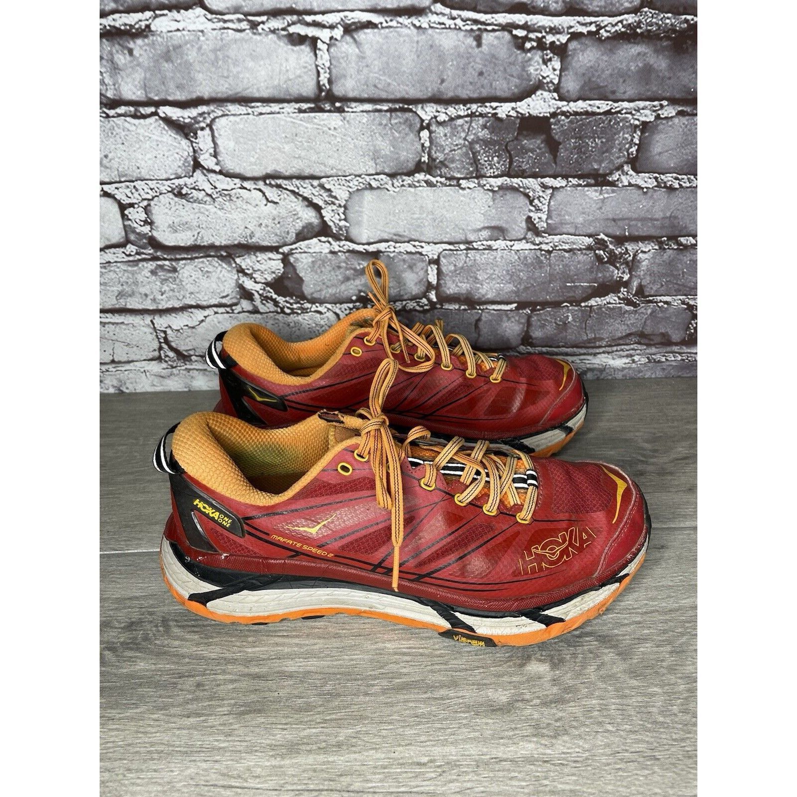 Hoka Hoka One Vibram Mafate Speed 2 Red Synthetic Running Shoes M Size US 9.5 / EU 42-43 - 22 Thumbnail