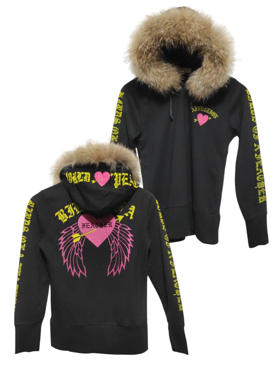 Black Love Cross Fur Hoodie i6w9 LBG style
