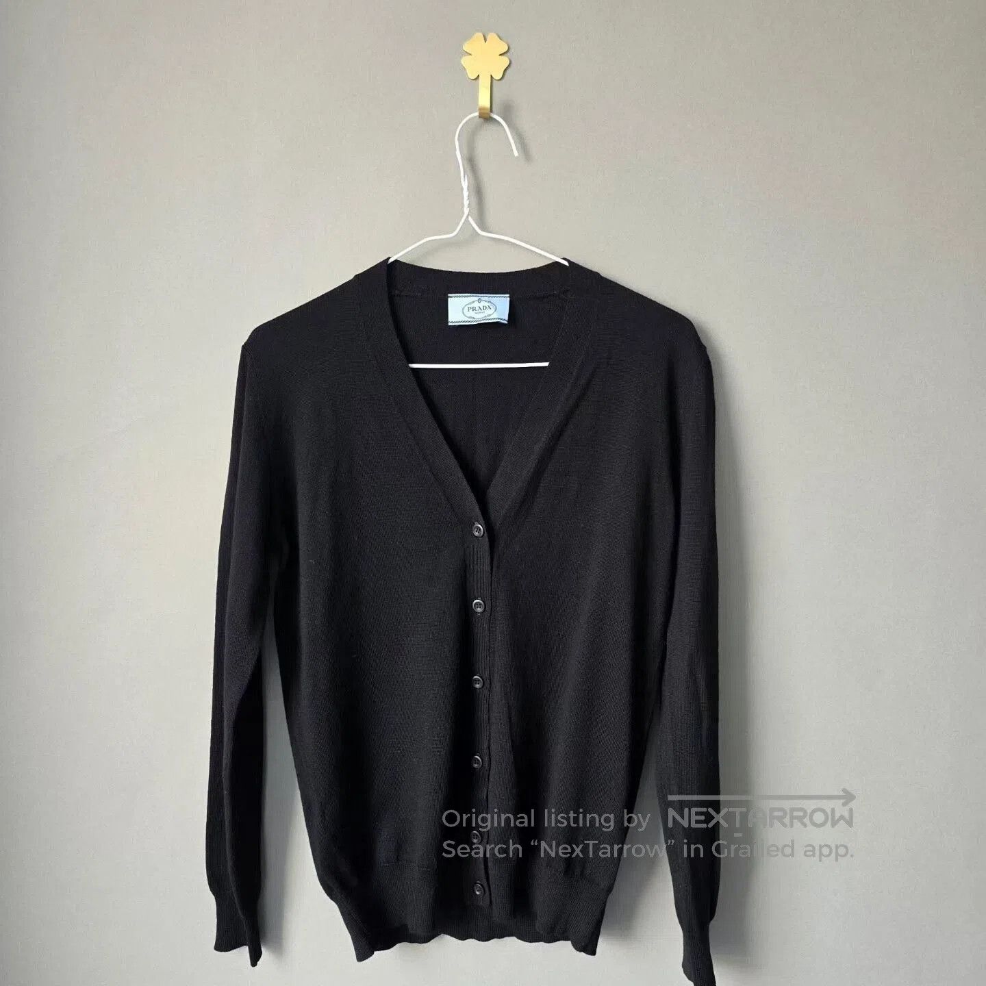 Prada Prada Knit Virgin Wool Black Cardigan Sweater | Grailed