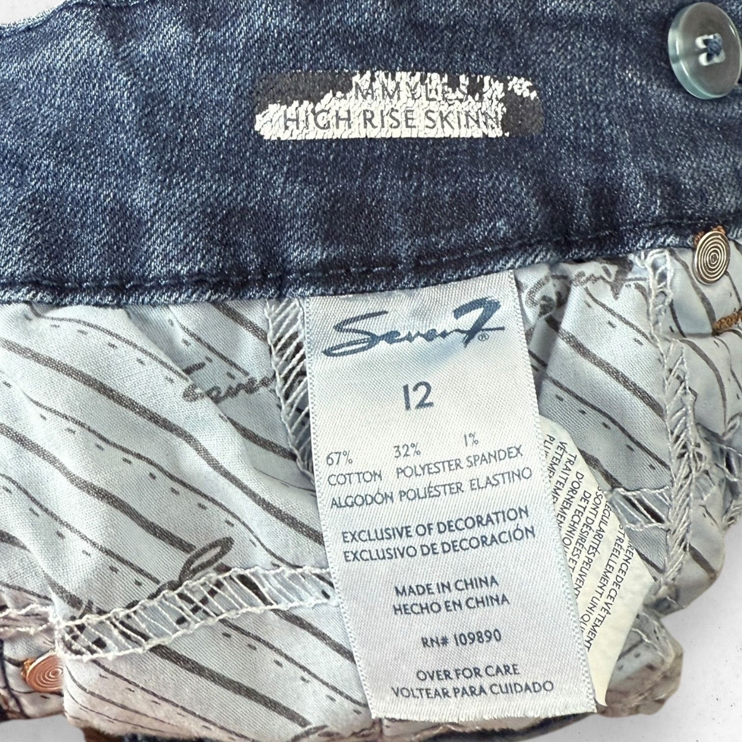 Seven 7 Seven 7 High Rise Skinny Jeans Women's Size 12 Stretch Blue Size 34" / US 12 / IT 48 - 3 Thumbnail