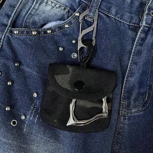 Jewelry Black Camouflage Compact Keychain Pouch, Durable Clip Size ONE SIZE - 4 Thumbnail