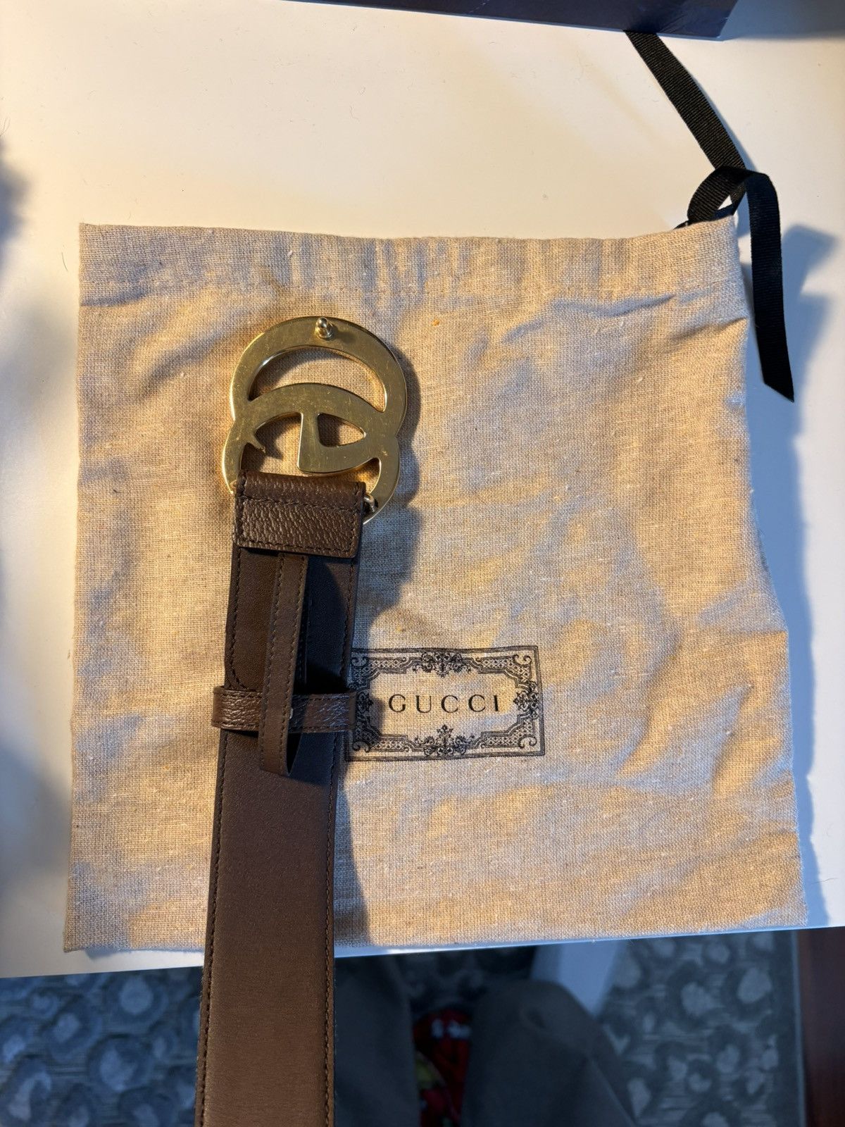 Gucci Gucci GG Marmont Reversible Belt Brown Beige Gold Buckle Size 38 - 7 Thumbnail