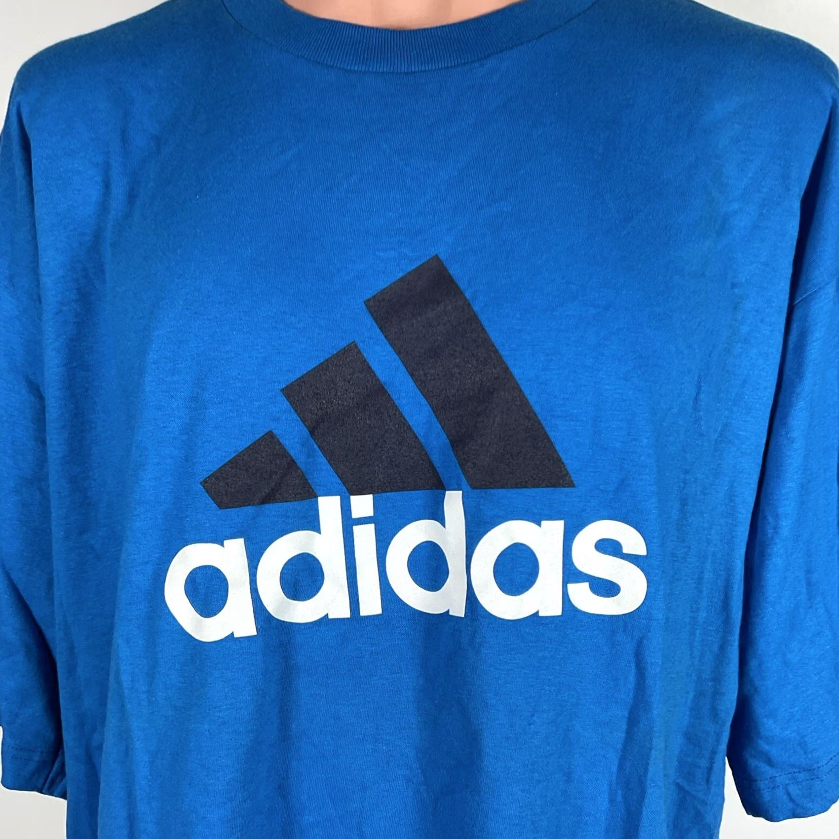 Adidas VINTAGE Adidas 3 stripe spell out logo Royal Blue T-shirt XL Men's Size US XL / EU 56 / 4 - 2 Thumbnail