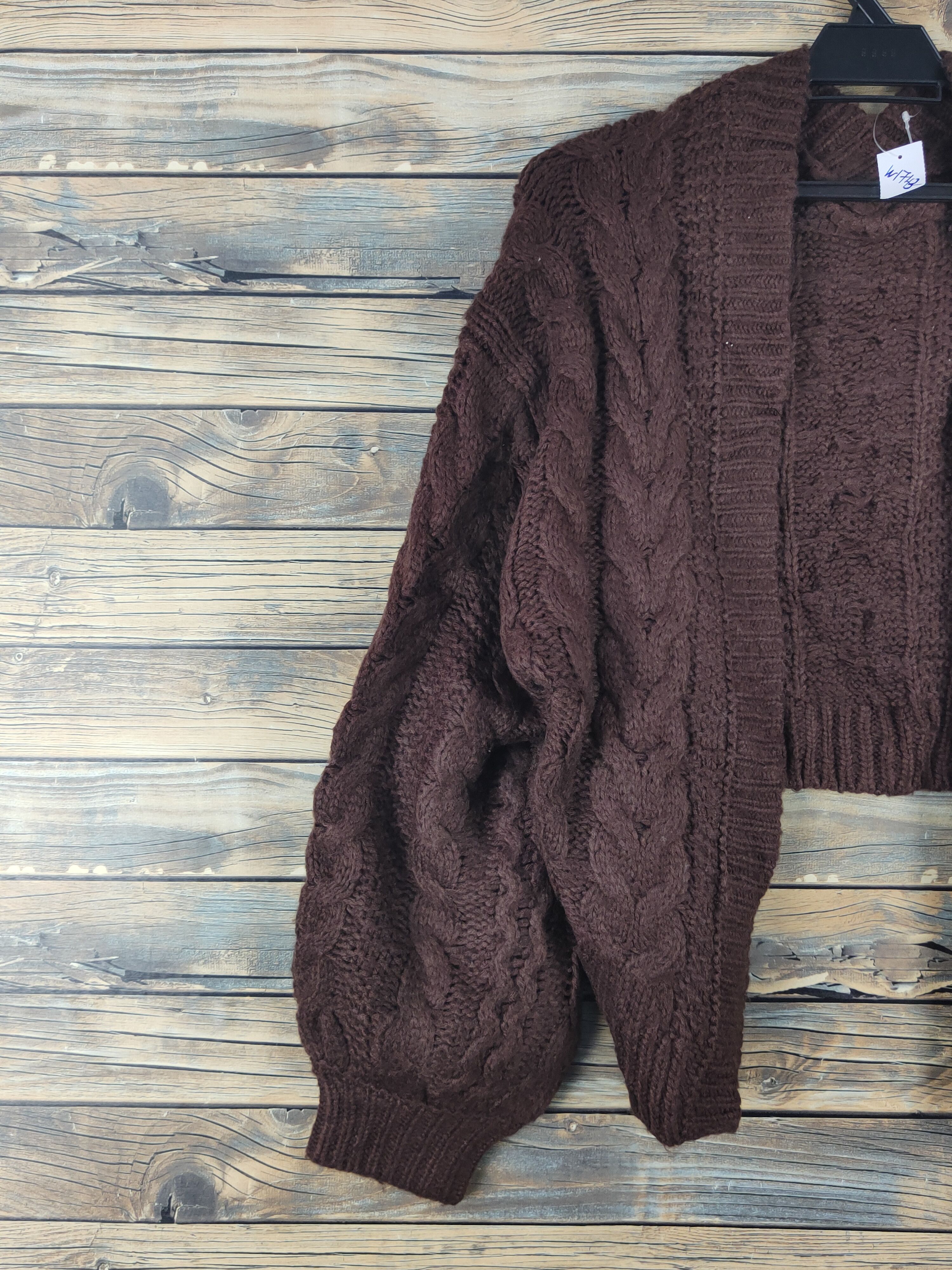 Aran Isles Knitwear Earth Music&Ecology Brown Knitwear Crop Tops Cardigan #W1743 Size L / US 10 / IT 46 - 3 Thumbnail