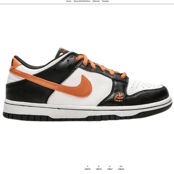 Nike × Vintage Nike Dunk Low GS Halloween - Youth's 5 / Women's 6-6.5US Size US 6.5 / IT 36.5 - 1 Thumbnail