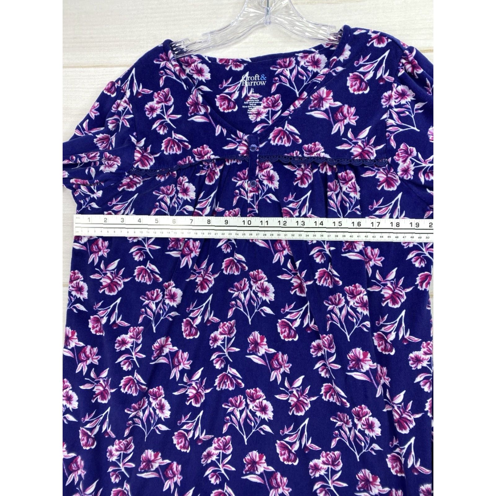 Croft & Barrow Croft & Barrow Floral Nightgown Sz L Long Sleeve Sleepwear Comfy Blue Pullover Size L / US 10 / IT 46 - 3 Thumbnail