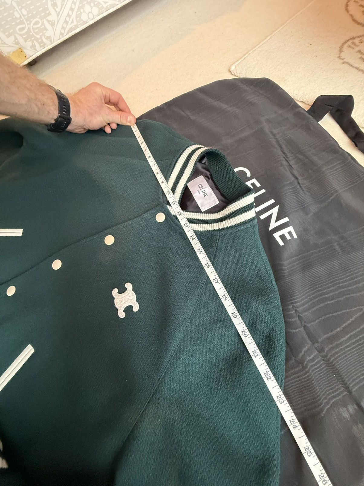 Celine $3.25k+ FW24 Celine Triomphe logo teddy jacket green Hedi 52 Size US L / EU 52-54 / 3 - 5 Thumbnail