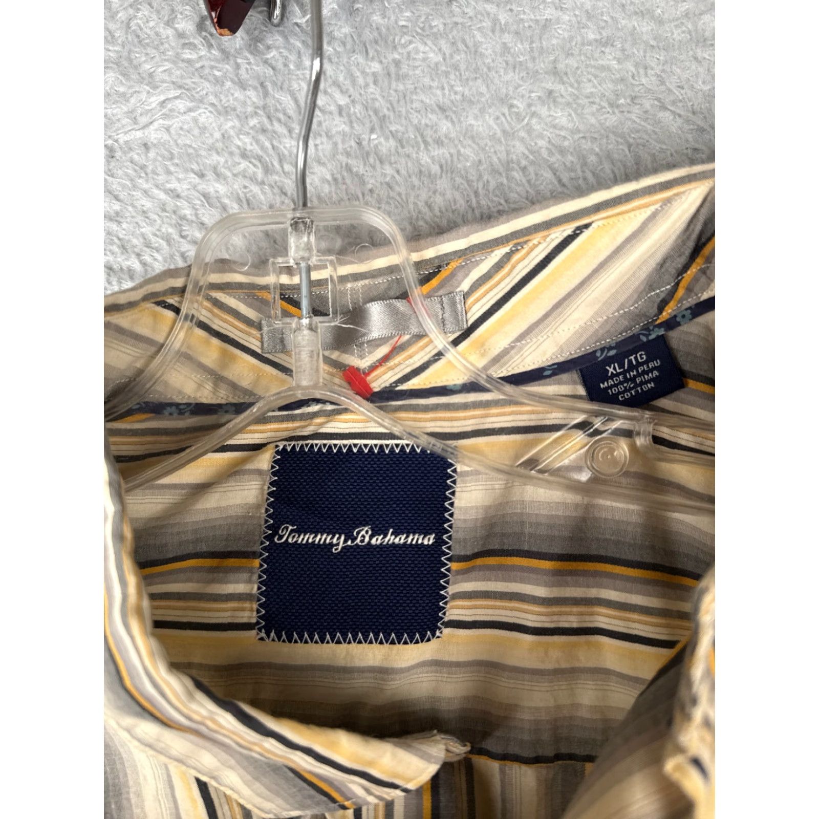 Tommy Bahama Tommy Bahama Shirt Men Extra Large Yellow Stripe Button Pima Cotton Long Sleeve Size US XL / EU 56 / 4 - 7 Thumbnail