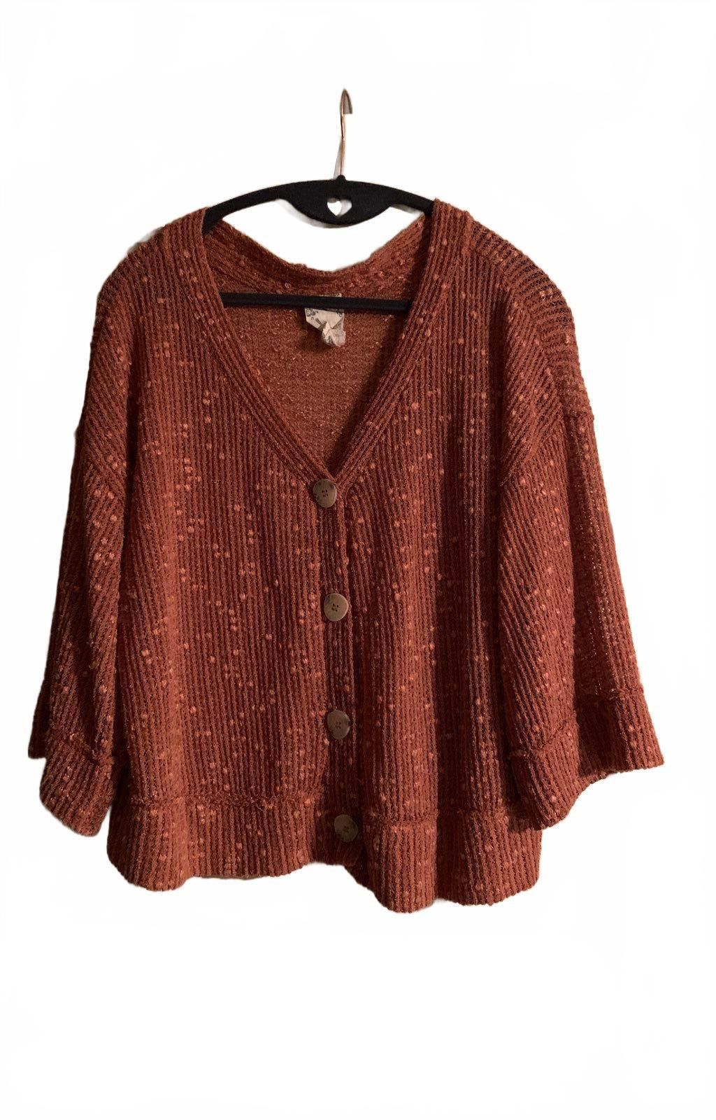 Designer Blu Pepper Women's Cozy Cardigan in Rust Size M / US 6-8 / IT 42-44 - 1 Thumbnail