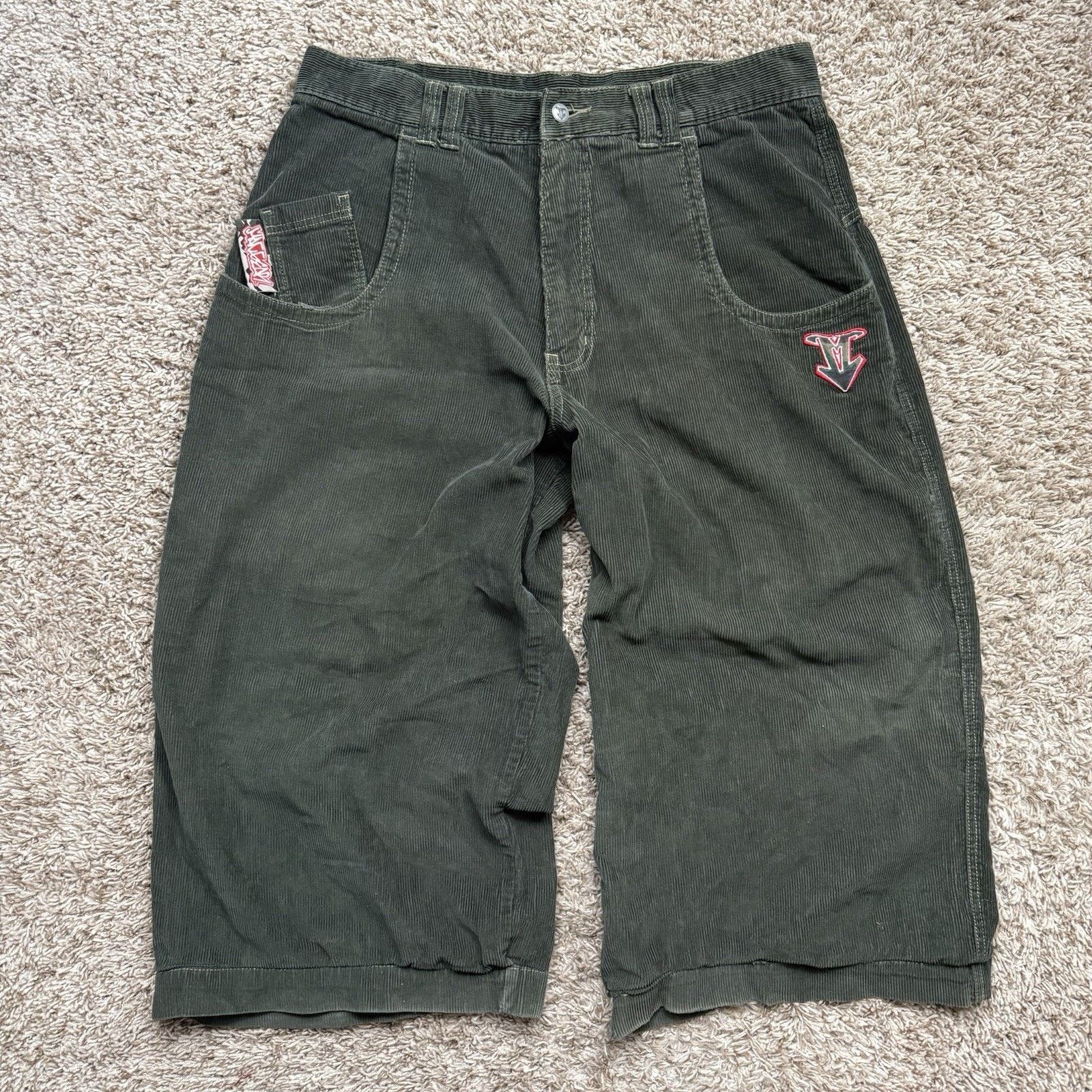 Vintage Vintage 90s MacGear Green Wide Leg Baggy Corduroy Rave Pants Size US 35 - 1 Thumbnail