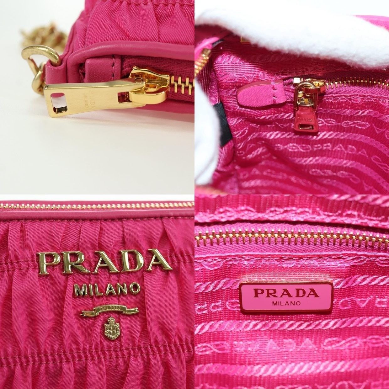 Prada Prada Nylon Chain Shoulder Bag Pink Size ONE SIZE - 13 Thumbnail