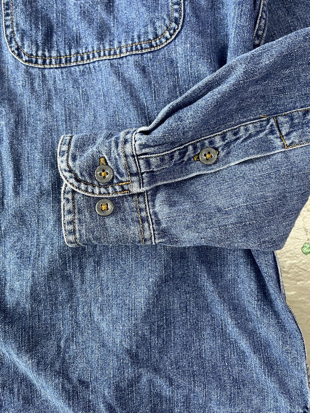 Calvin Klein Vintage Calvin Klein Indigo Denim Mandarin Collar Chambray Size US L / EU 52-54 / 3 - 8 Thumbnail