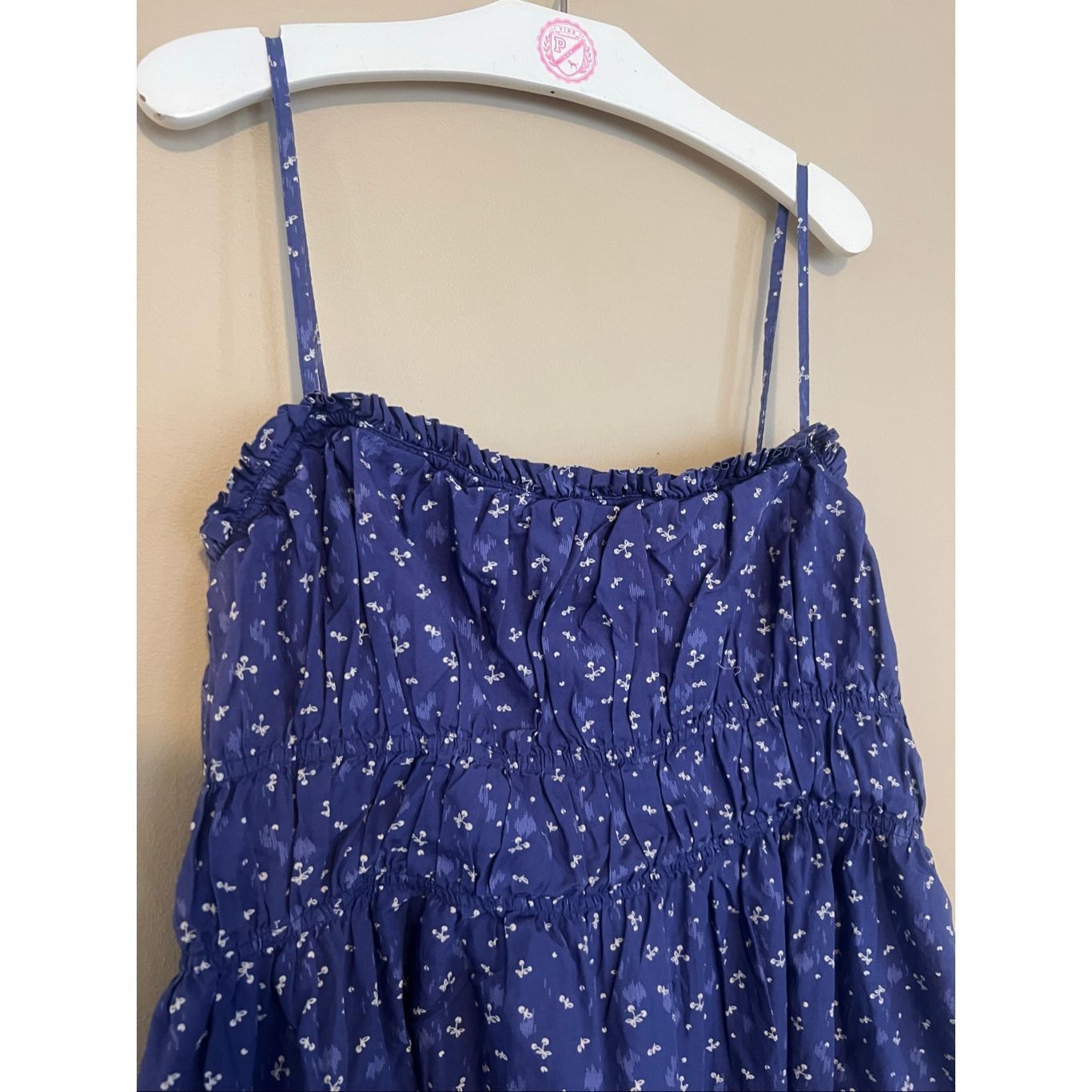 Free People Free People Blue With White Floral Print Dress With Pockets Size L / US 10 / IT 46 - 3 Thumbnail