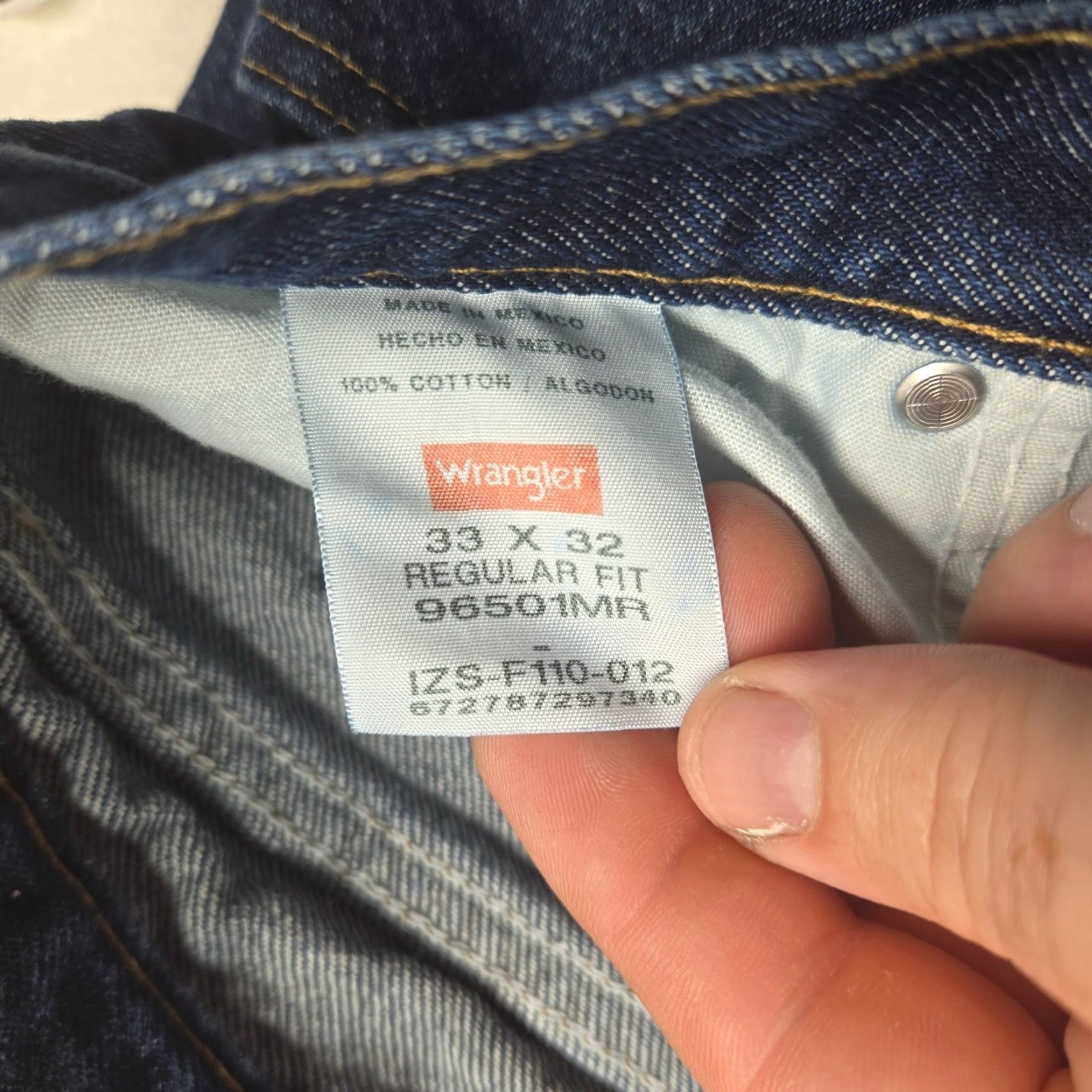 Wrangler VINTAGE Wrangler Jeans Regular Fit Straight Blue Denim Workwear Men 33X32 Size US 33 - 3 Thumbnail