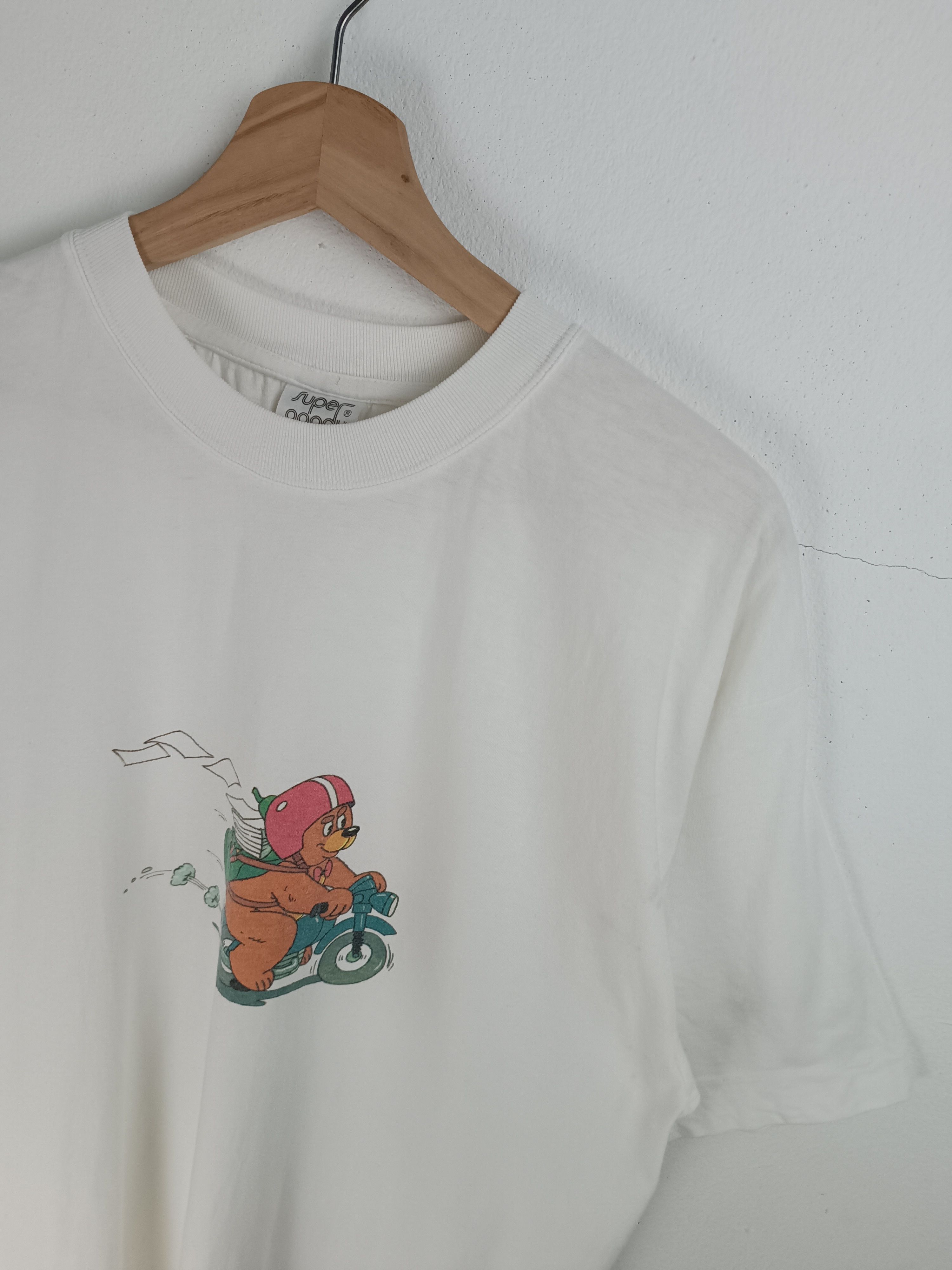Other VINTAGE 90'S BEAR RIDING MOTORCYCLE CUTE PET ANIMATION TEE Size US XL / EU 56 / 4 - 7 Thumbnail