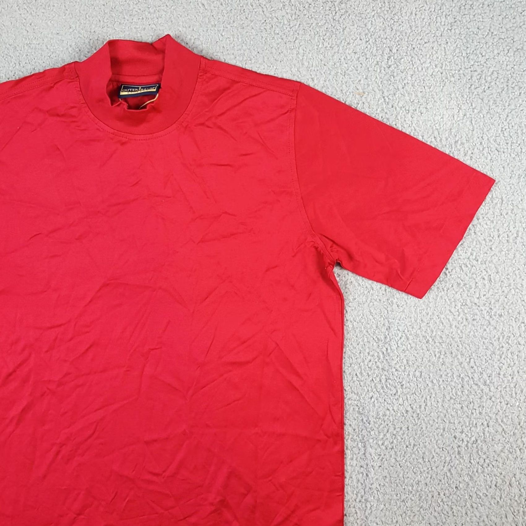 Vintage Outer Banks T-Shirt Short Sleeve Red Mens S Mock Turtle Neck 90s 00s Vintage Cotton Embroidered Logo Shirt Size 36R - 4 Thumbnail