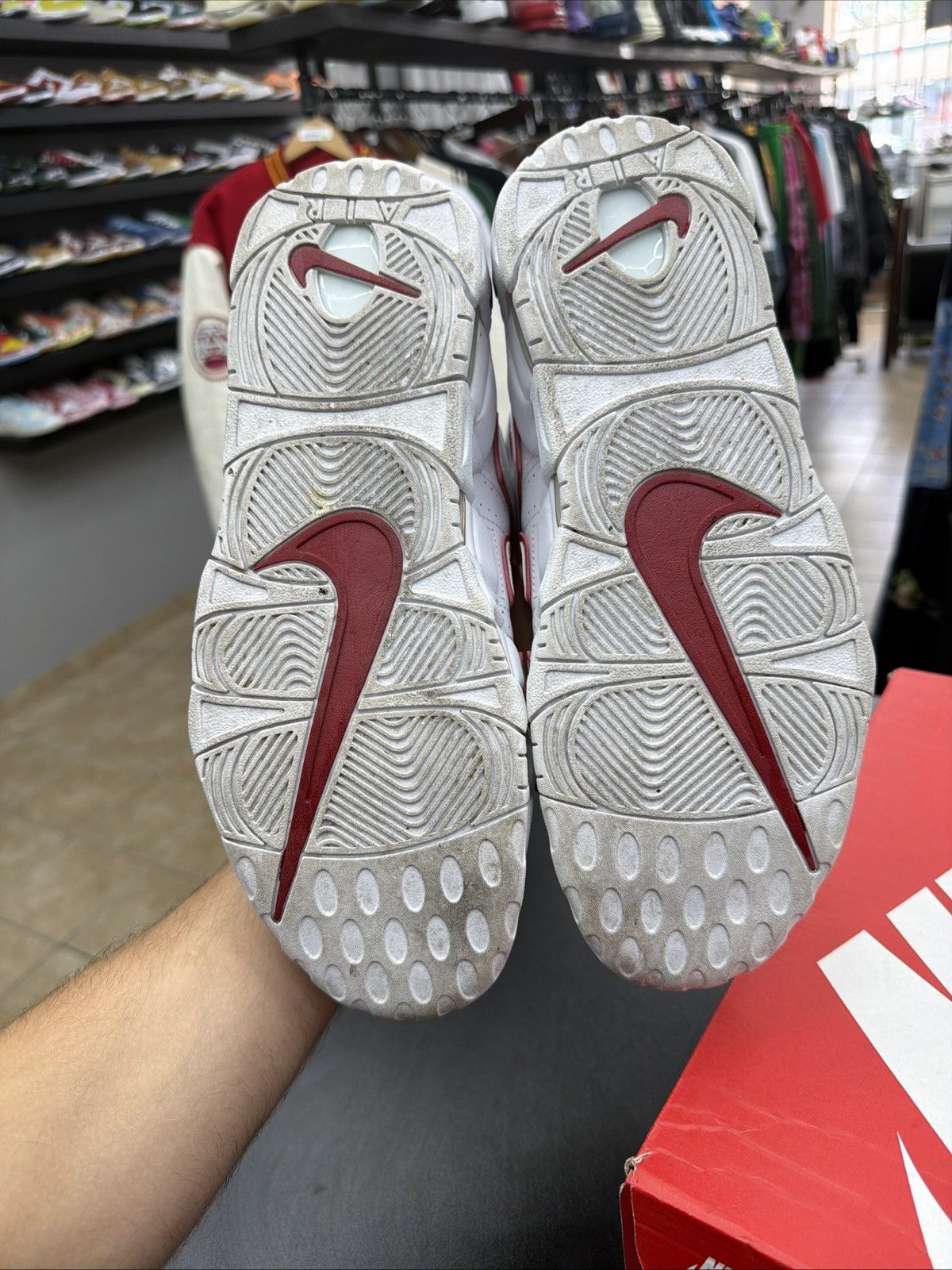 Nike Size 10 - Nike Air More Uptempo White Varsity Red 2021 Size US 10 / EU 43 - 13 Thumbnail
