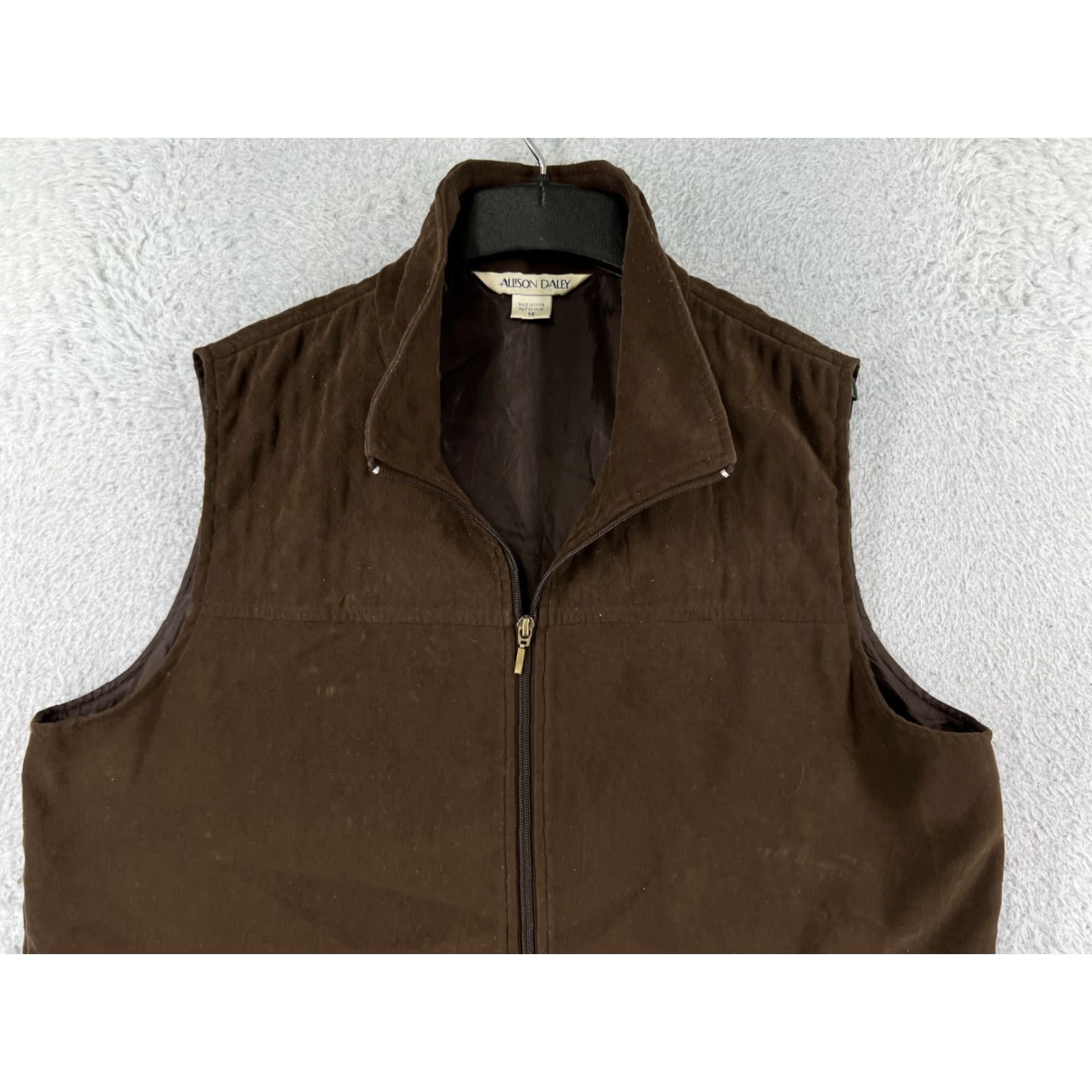 Vintage Allison Daley Vest Women 14 Brown Full Zip Pockets Polyester Blend Camping Hike Womens Size XL / US 12-14 / IT 48-50 - 7 Thumbnail