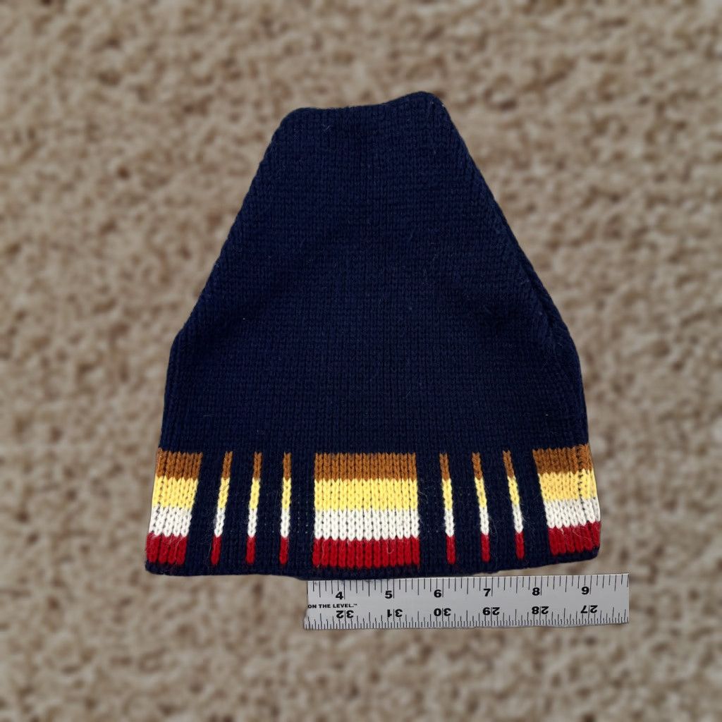 Vintage Penthouse Knits Beanie Hat Adult One Size Navy Blue Stripe 100% Acrylic Ski Mens Size ONE SIZE - 1 Thumbnail