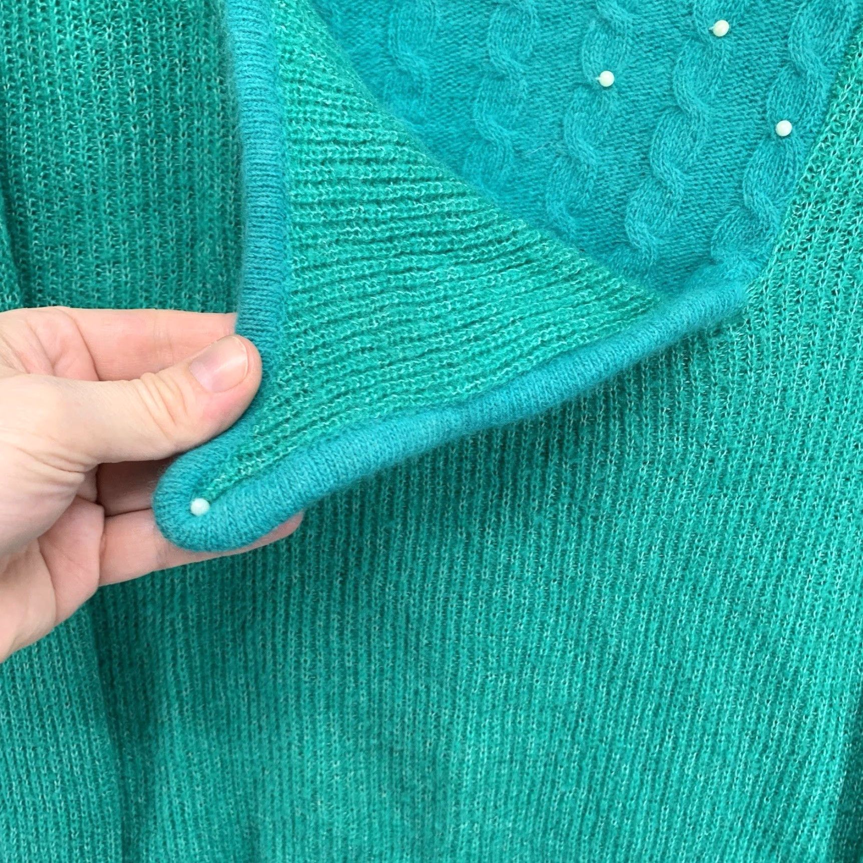 Vintage VINTAGE Analisa Mohair Blend Sweater Large Green Cowl Neck Pullover 70s Womens Size L / US 10 / IT 46 - 6 Thumbnail
