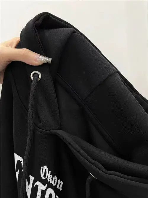 Designer Hip Hop Street Skull Letter Casual Hooded Sweatshirt Size US L / EU 52-54 / 3 - 4 Thumbnail
