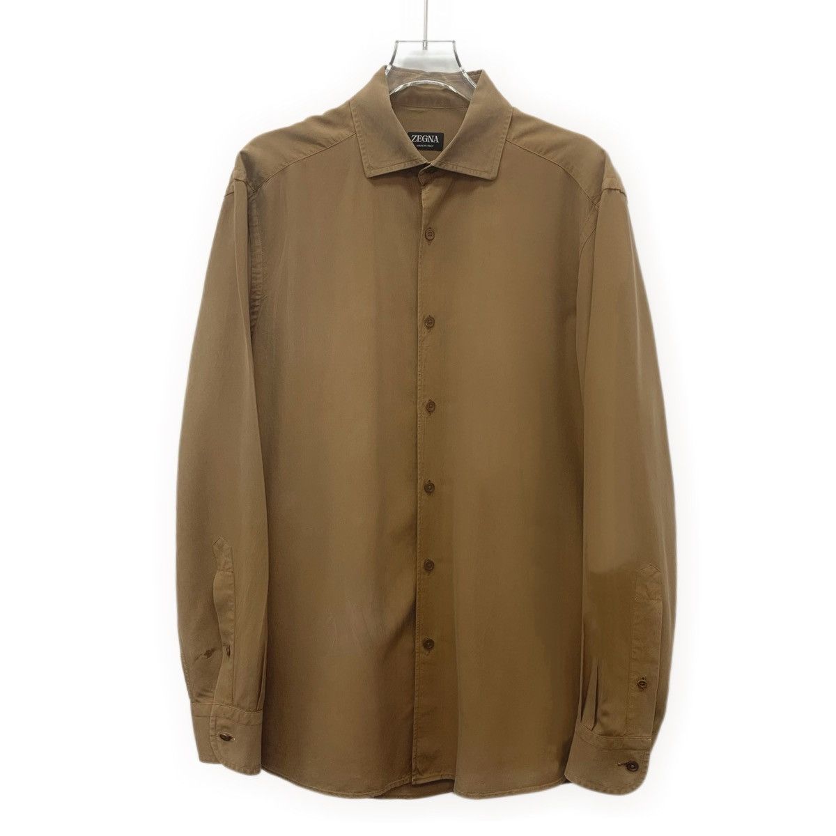 Z Zegna Zegna Brown Silk Long Sleeve Shirt K26WX Size US M / EU 48-50 / 2 - 1 Thumbnail