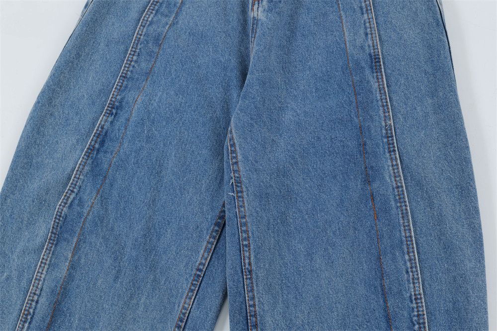 Japanese Brand × Jean American high street retro washed patchwork loose jeans Size US 34 / EU 50 - 6 Thumbnail