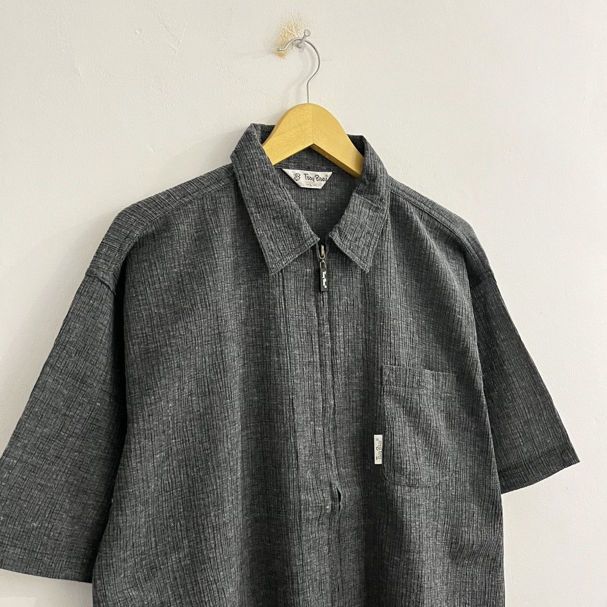 Japanese Brand Troy Bross Textured Zip Shirt Size US L / EU 52-54 / 3 - 3 Thumbnail