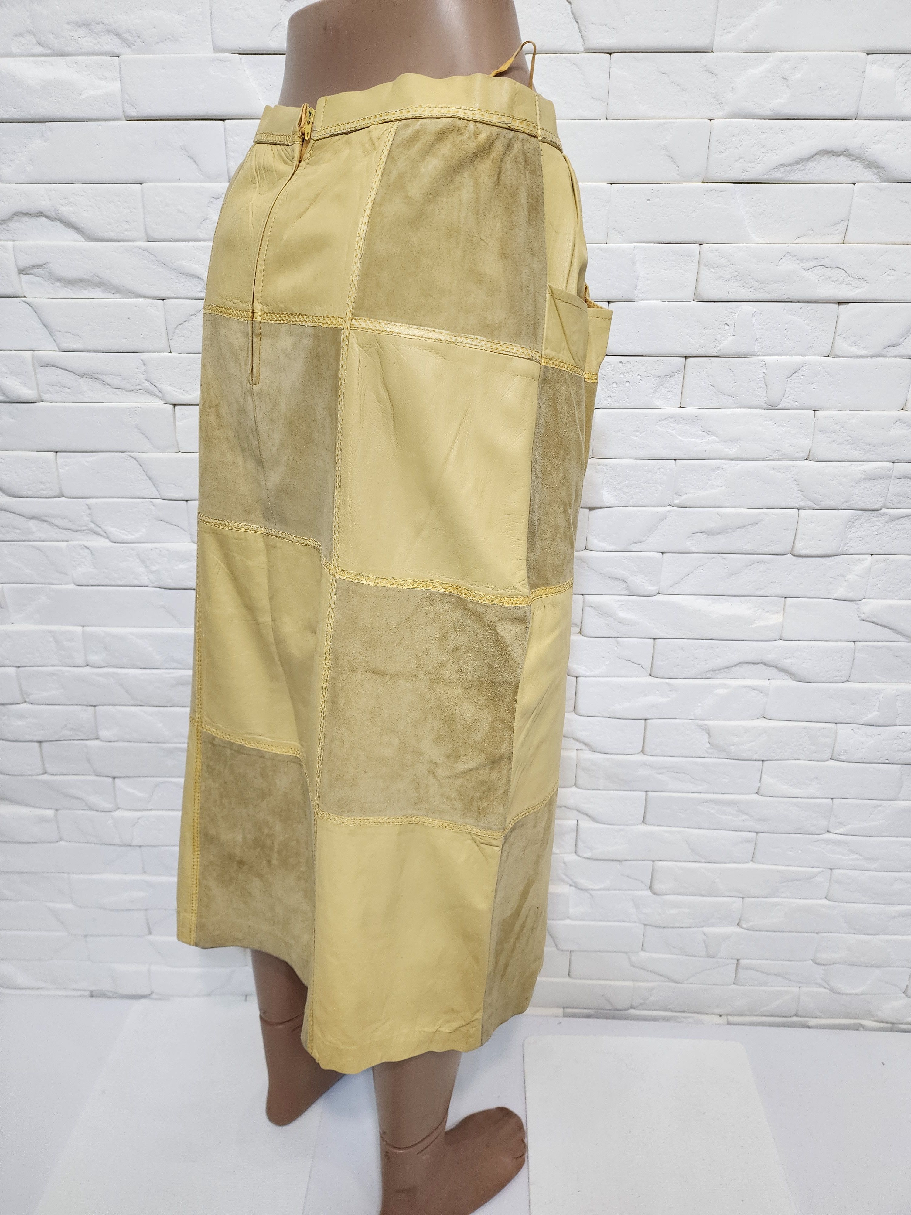 Genuine Leather Yellow Suede Leather Skirt: Size 27" / US 4 / IT 40 - 5 Thumbnail