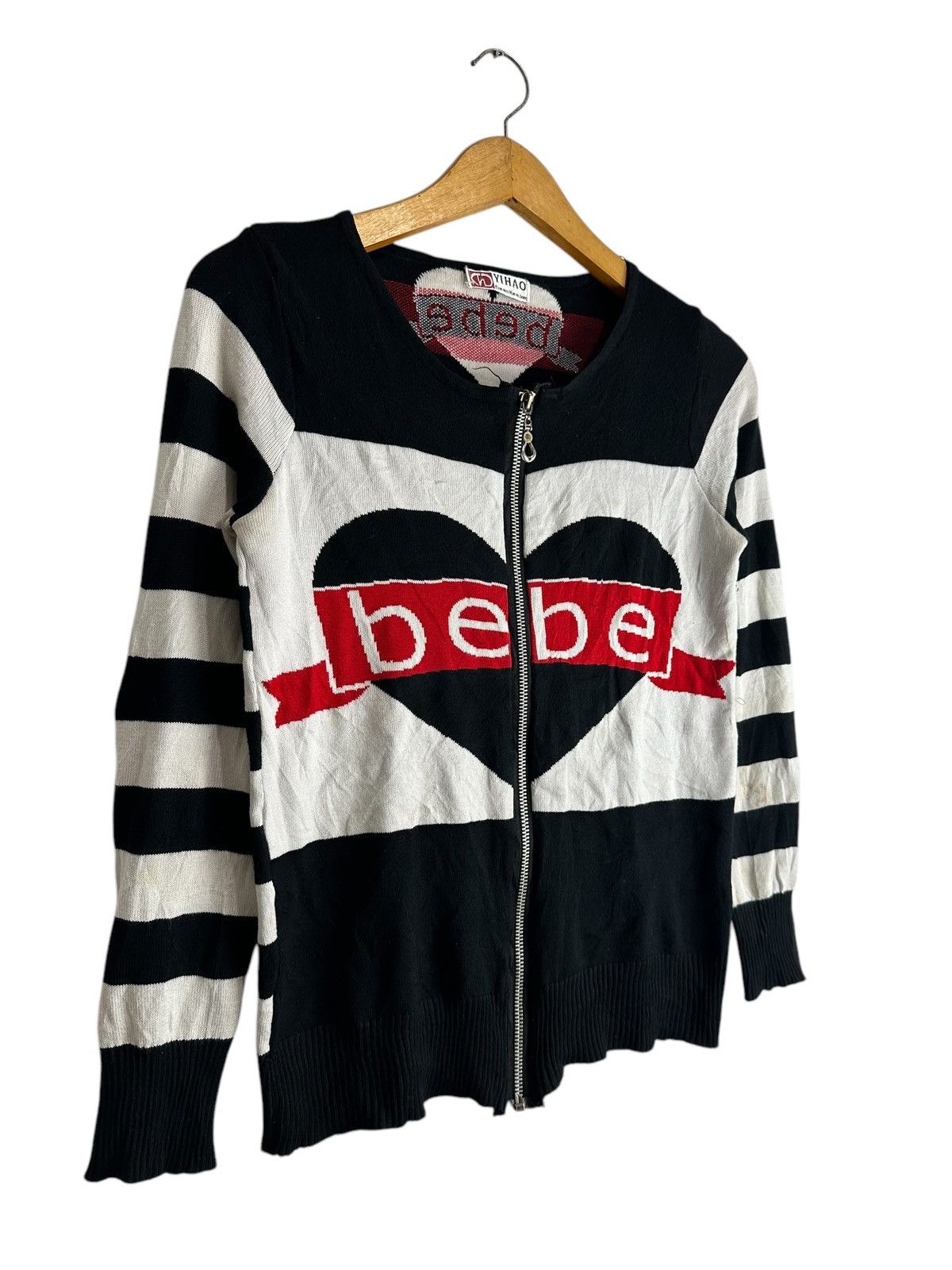 Japanese Brand BEBE STRIPE BLACK AND WHITE ZIPPER KURT COBAIN GRUNGE STYLE Size XS / US 0-2 / IT 36-38 - 4 Thumbnail