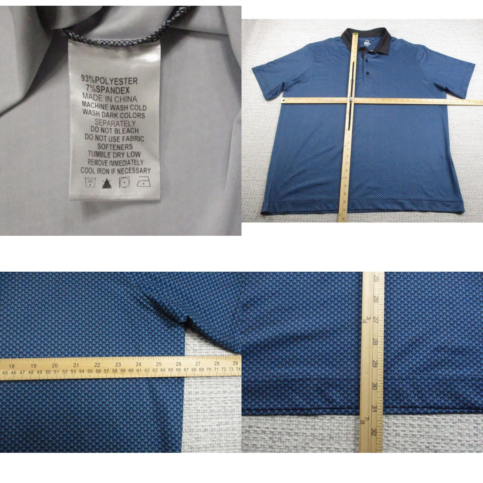 Vintage DEOLAX Polo Shirt Mens XXL Blue Geometric Print Short Sleeve Collar Golf Casual Size US XXL / EU 58 / 5 - 8 Thumbnail